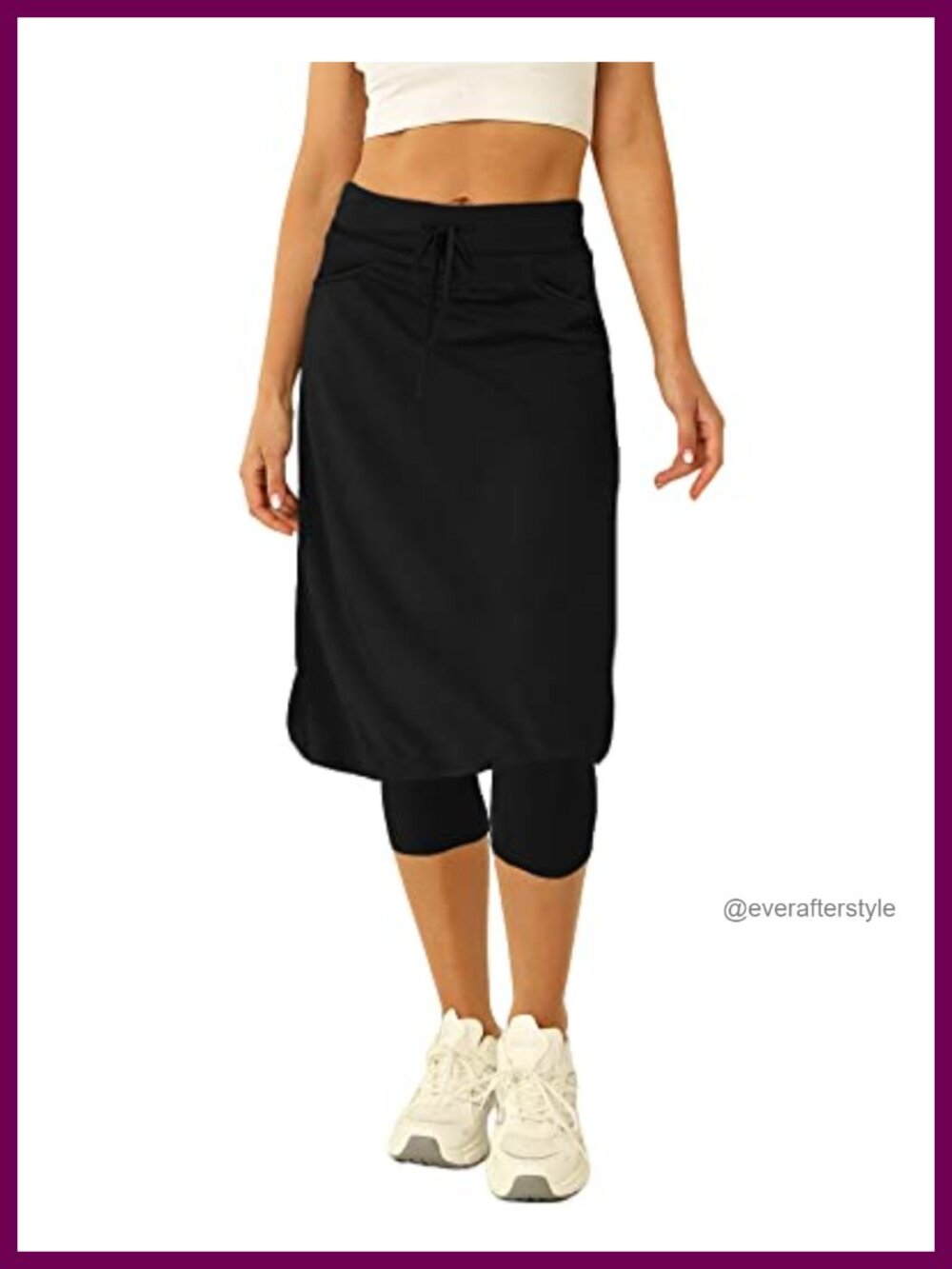 Women's 20" Knee Length Tennis Skirt with Built-in Legging and Pockets